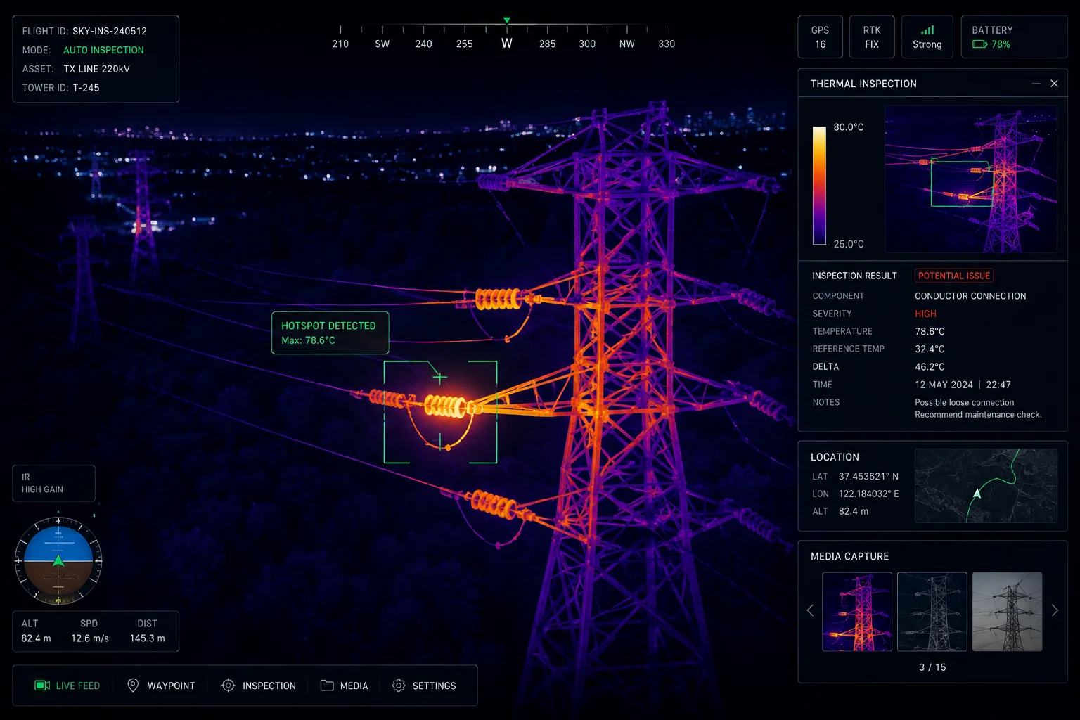 Nocturnal thermal inspection